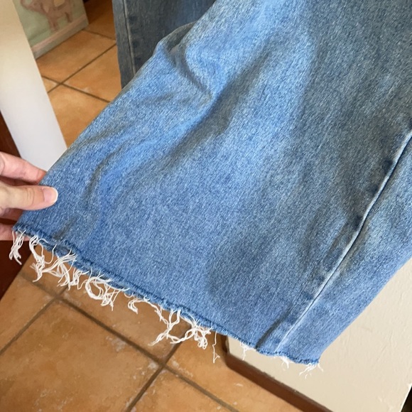 Forever 21 Culottes Raw Hem High Waisted Wide Jeans L Large Gaucho Pants - Picture 3 of 12